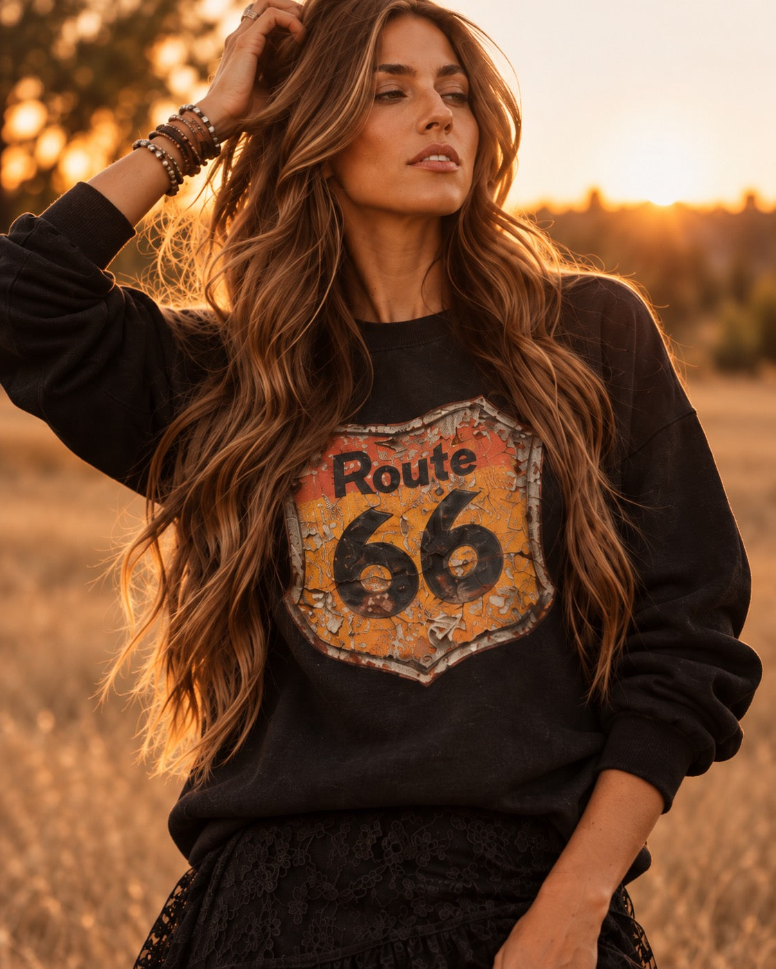 Vintage Route 66 Vintage Graphic Pullover