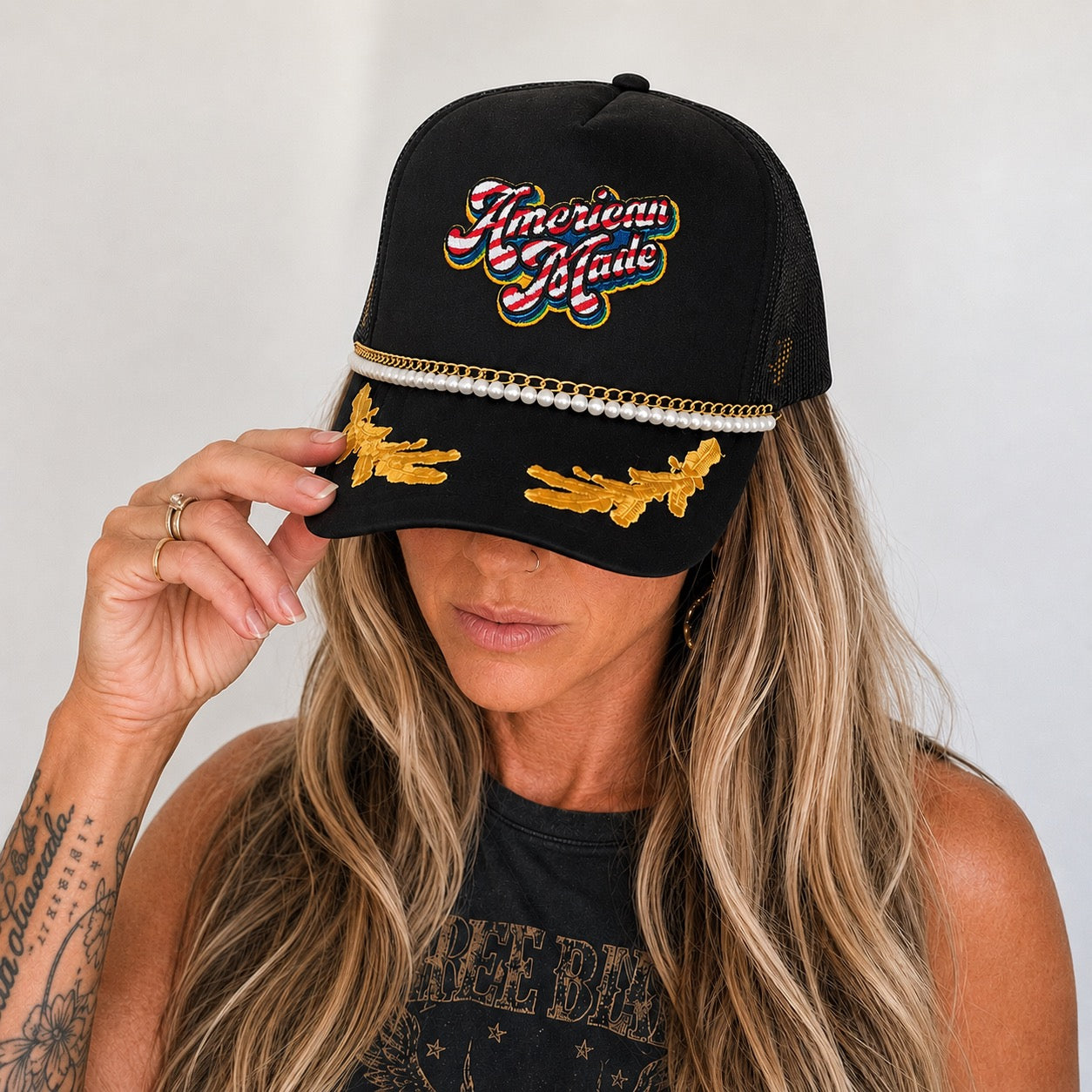 American Made Embroidered Patch Trucker Hat