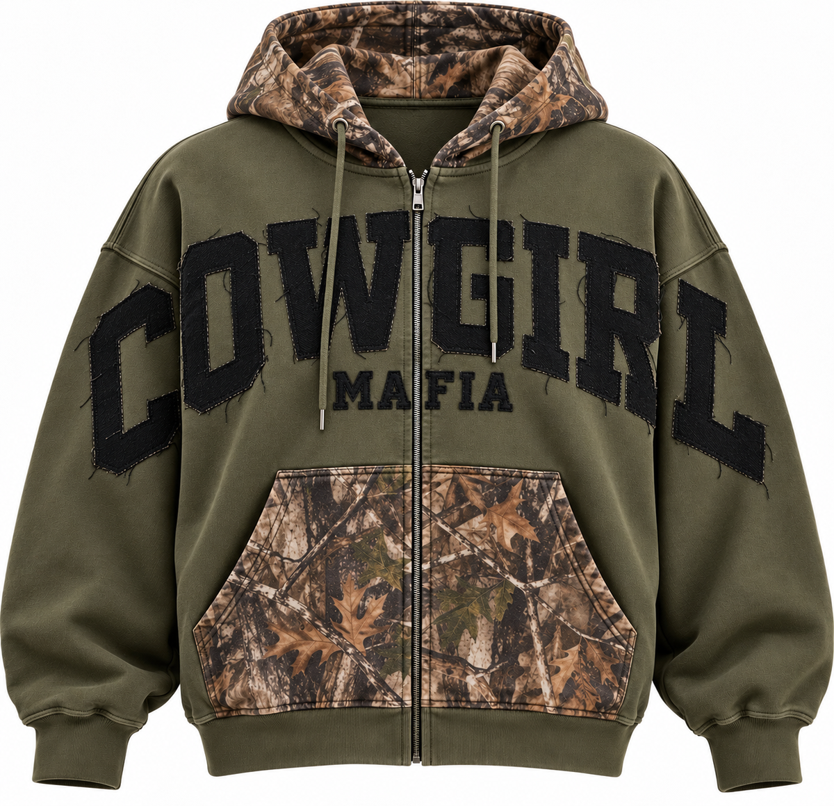 (COMING SOON) LIMITED ED. Cowgirl Mafia Camo Zip-Up Hoodie