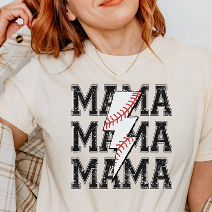 Rock'n Roll Baseball Mama graphic tee