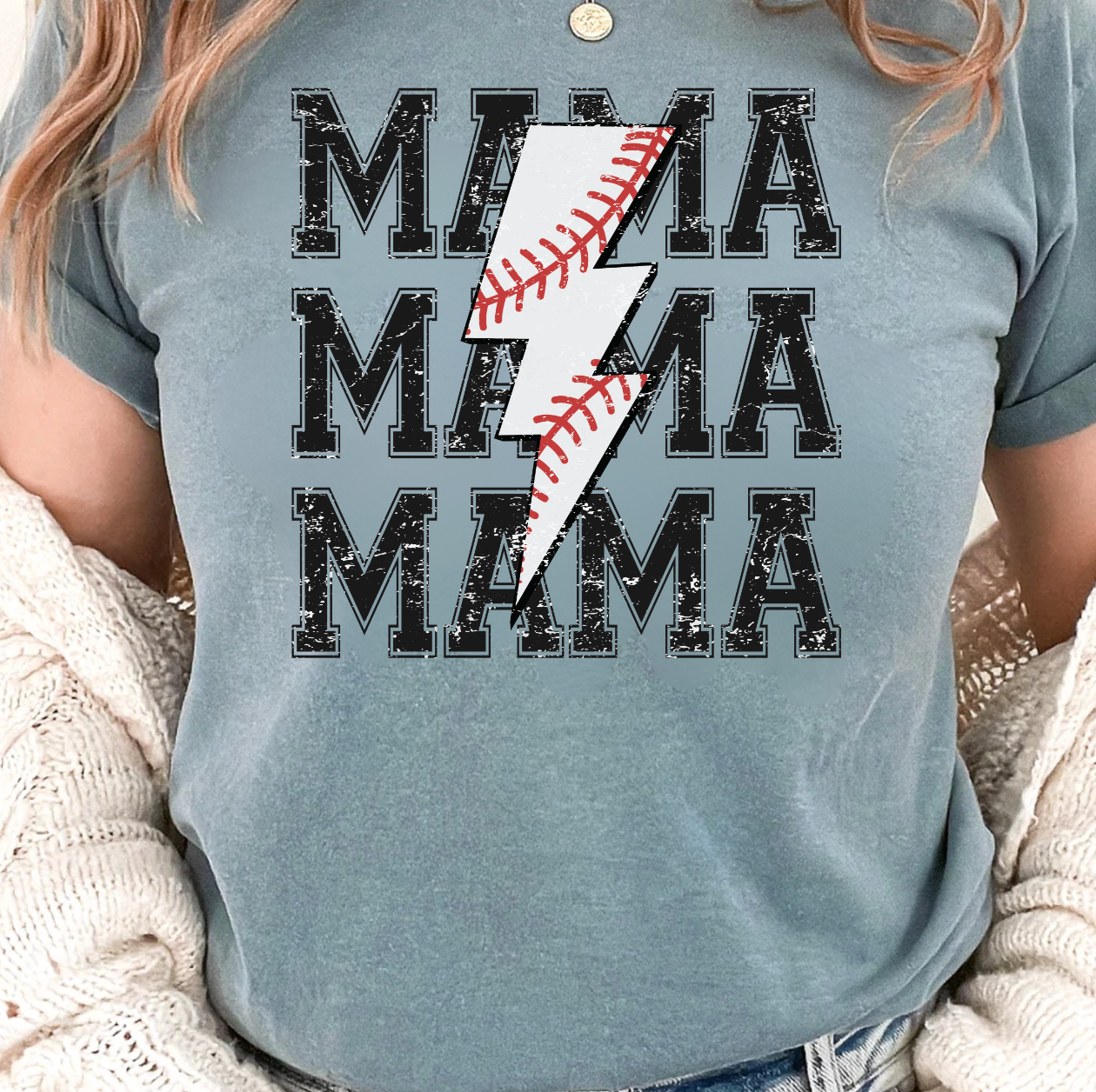 Rock'n Roll Baseball Mama graphic tee