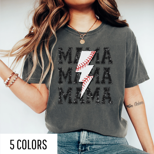 Rock'n Roll Baseball Mama graphic tee