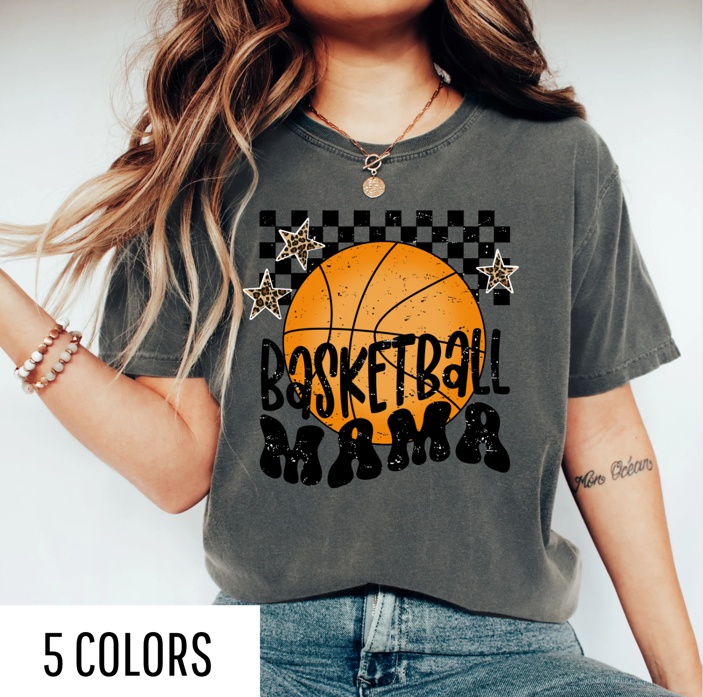 Checkered Basketball Mama Graphic Tee