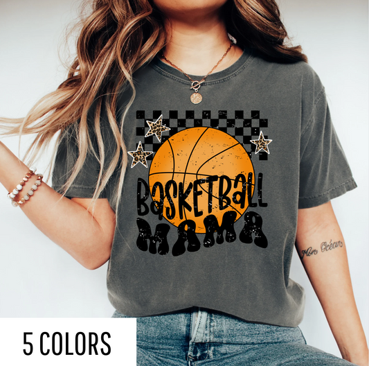 Checkered Basketball Mama Graphic Tee