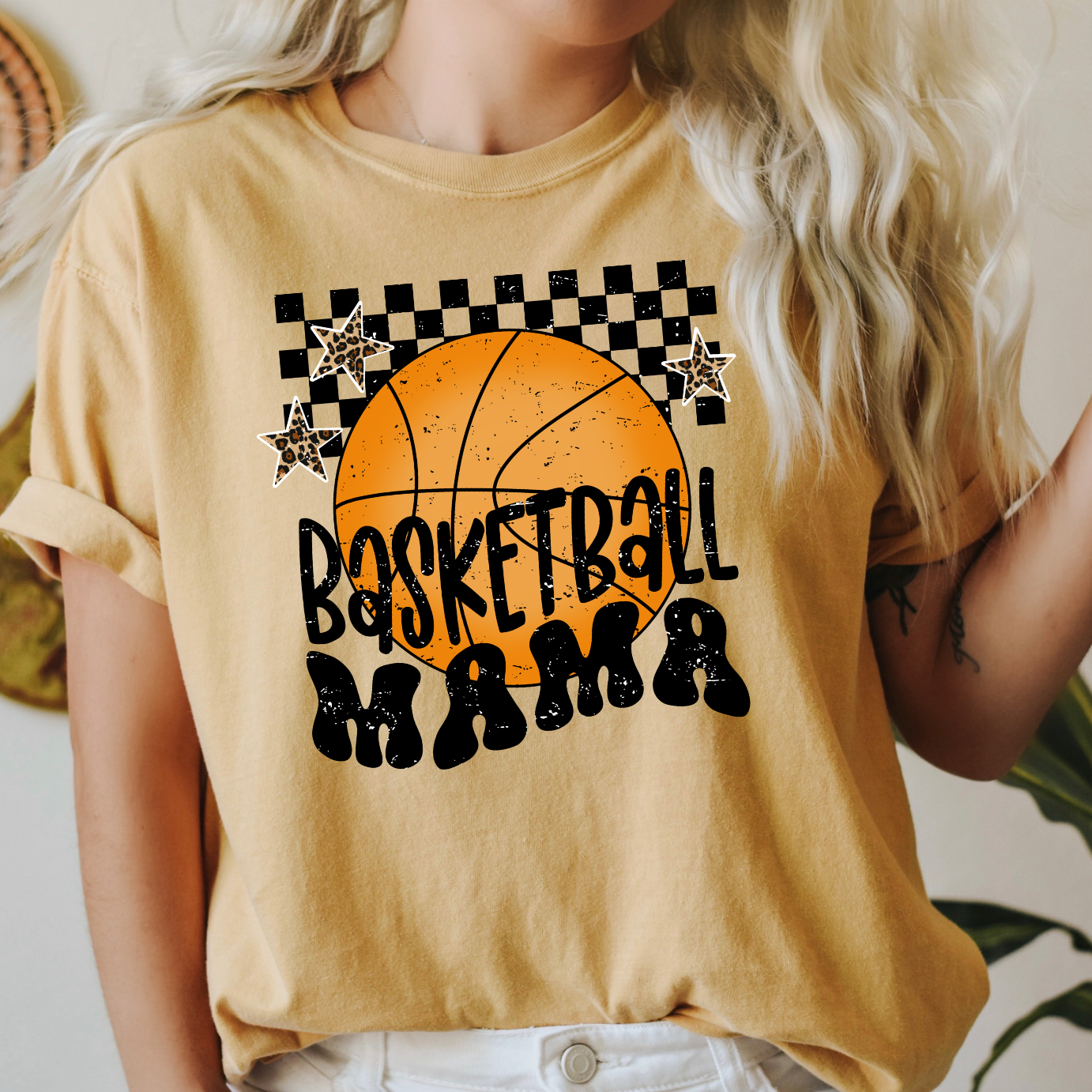 Checkered Basketball Mama Graphic Tee