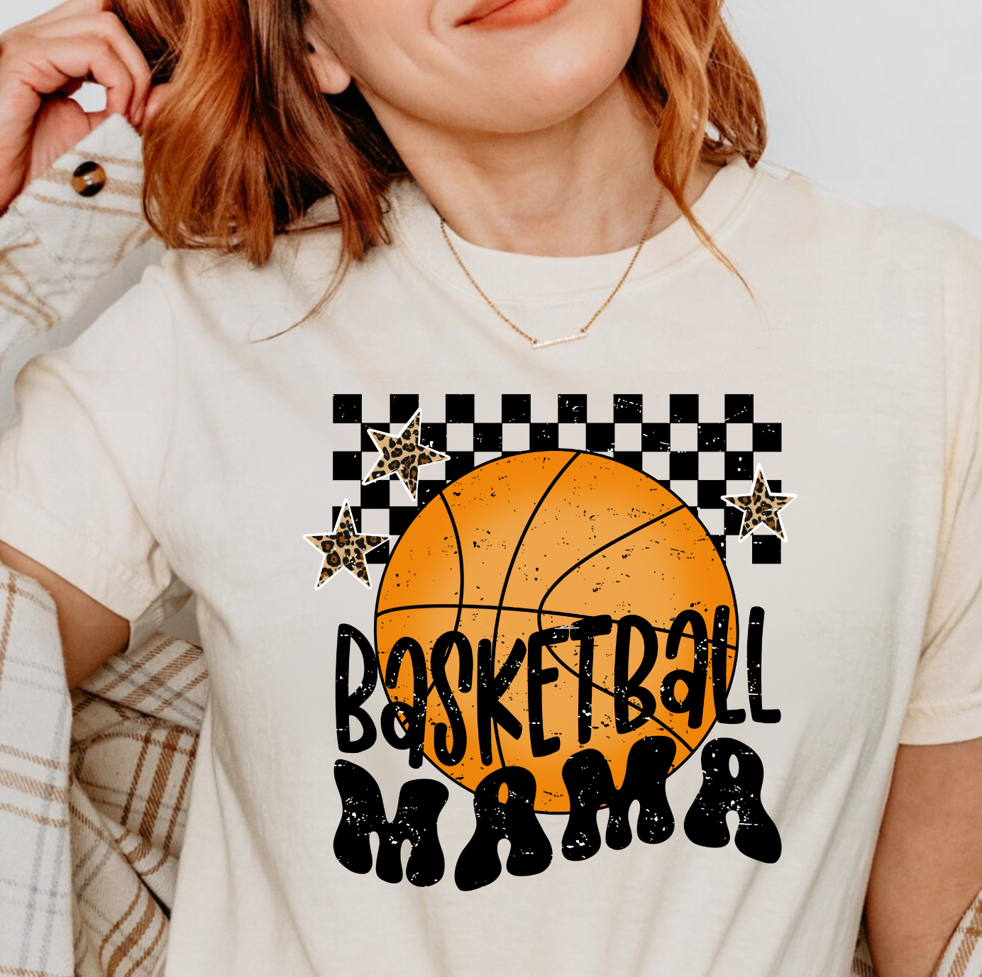 Checkered Basketball Mama Graphic Tee