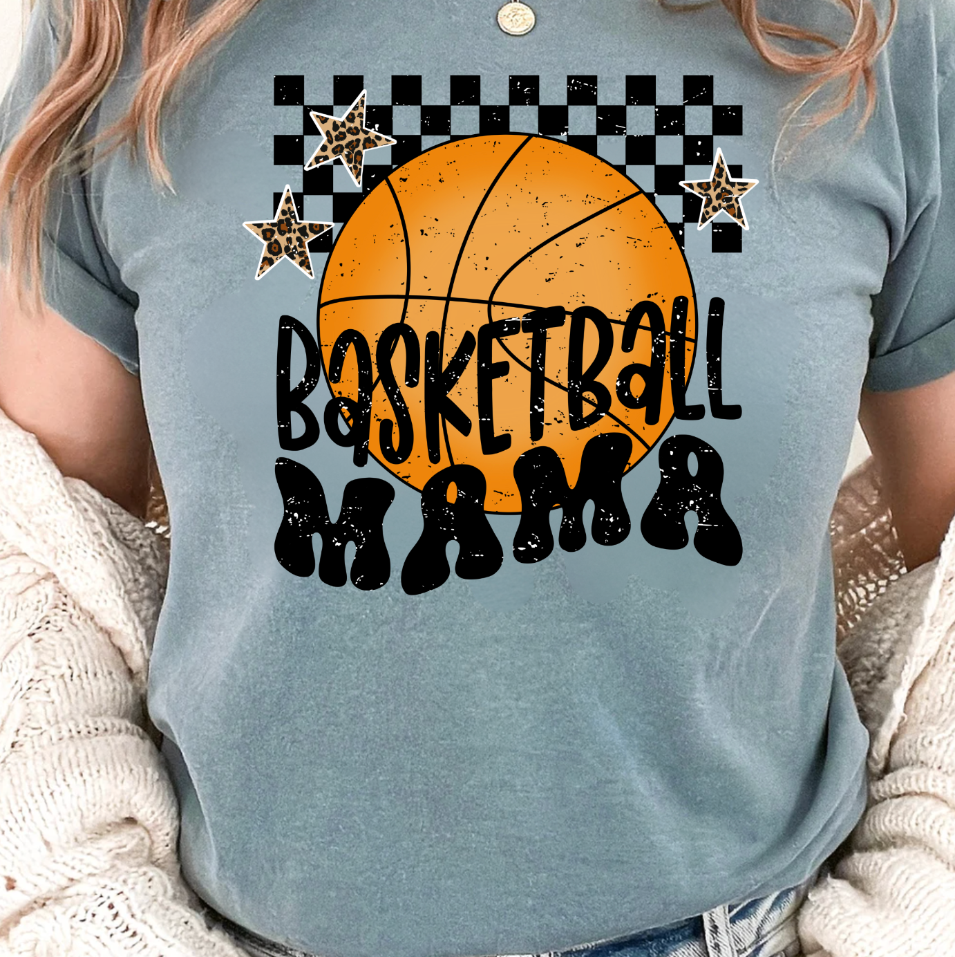 Checkered Basketball Mama Graphic Tee