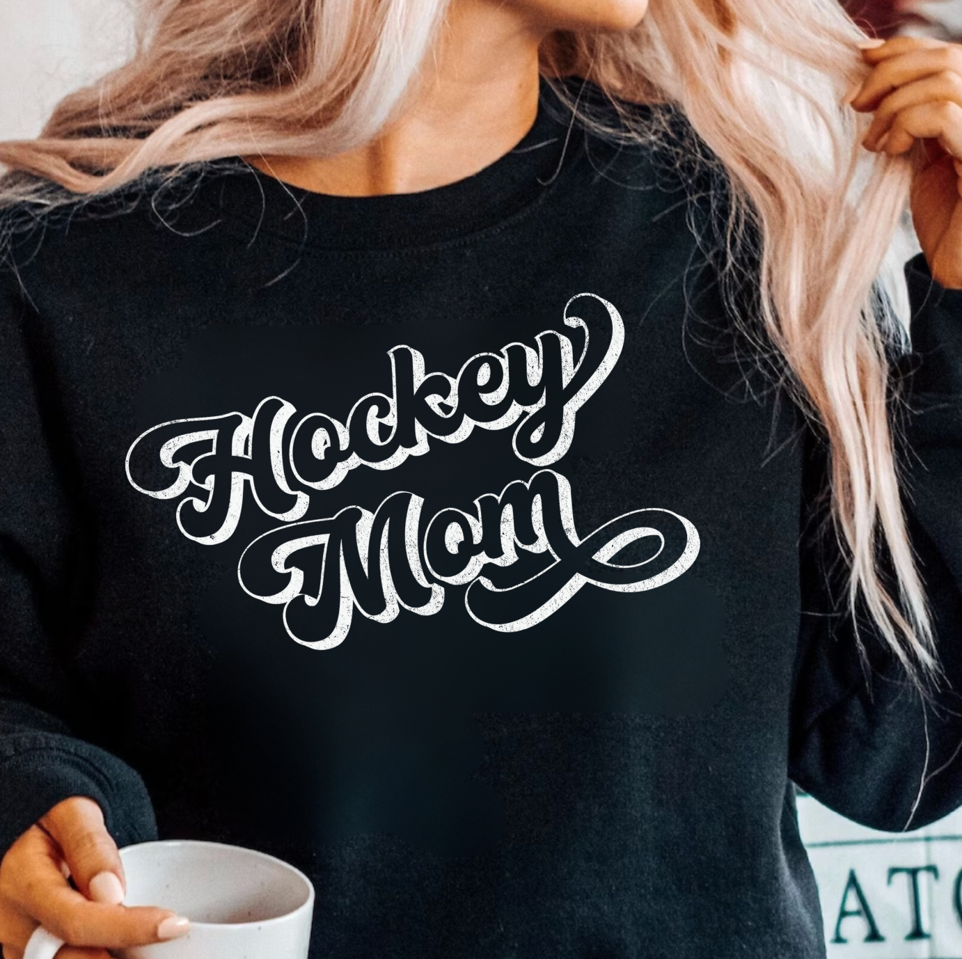 Retro Distressed Hockey Mom Sweatshirt