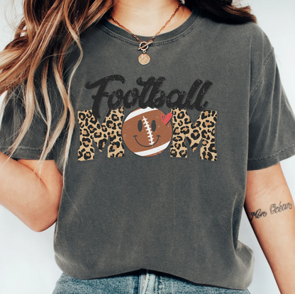 Distressed Cheetah Football Mom Graphic Tee