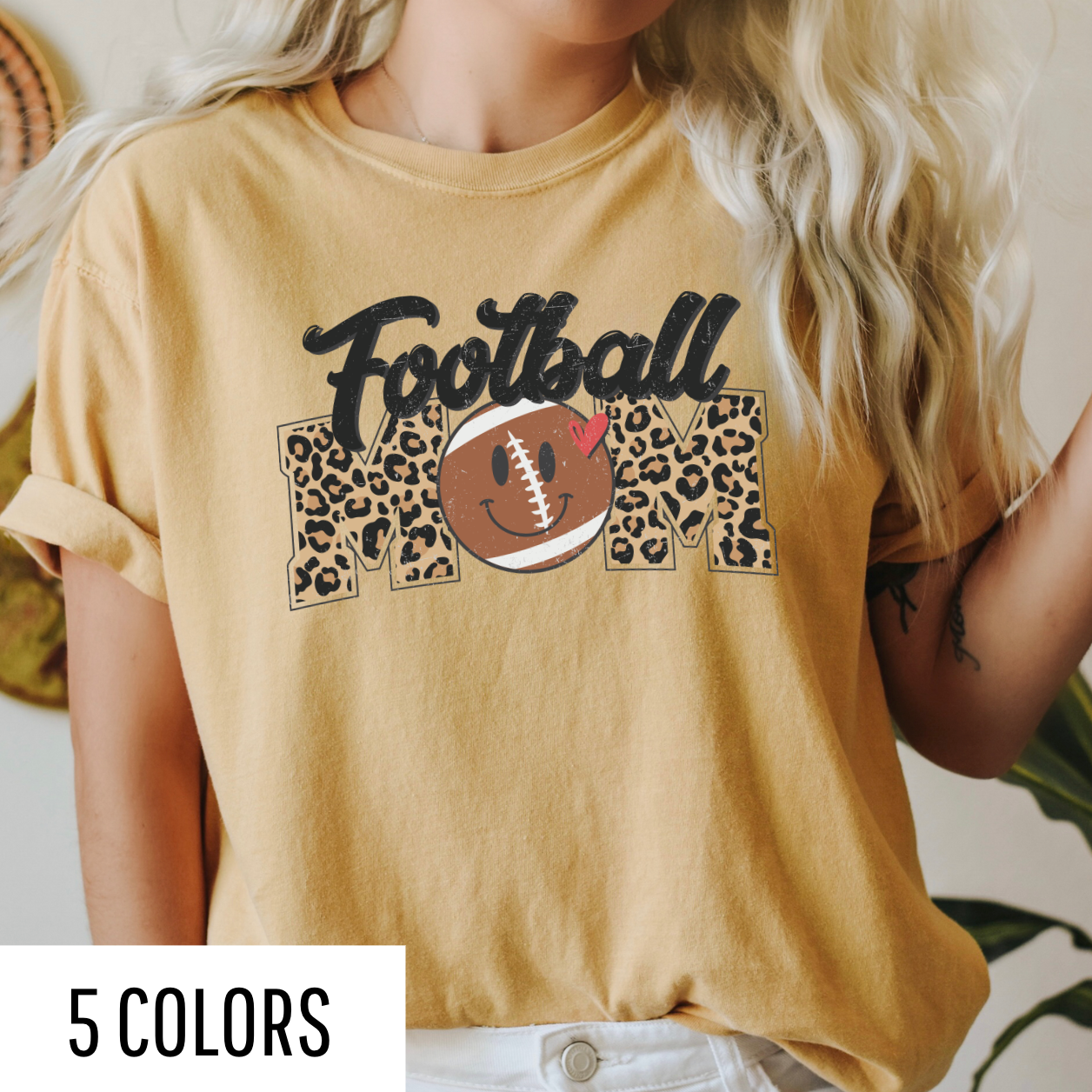 Distressed Cheetah Football Mom Graphic Tee