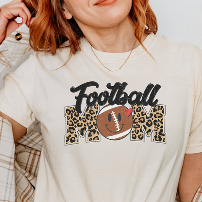 Distressed Cheetah Football Mom Graphic Tee