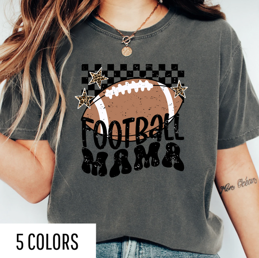 Checkered Football Mama Graphic Tee