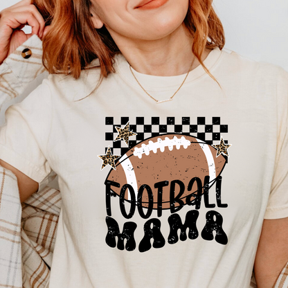 Checkered Football Mama Graphic Tee