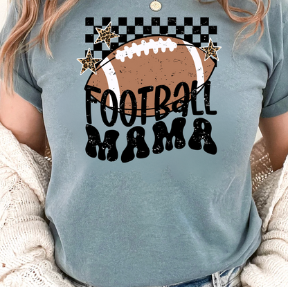 Checkered Football Mama Graphic Tee