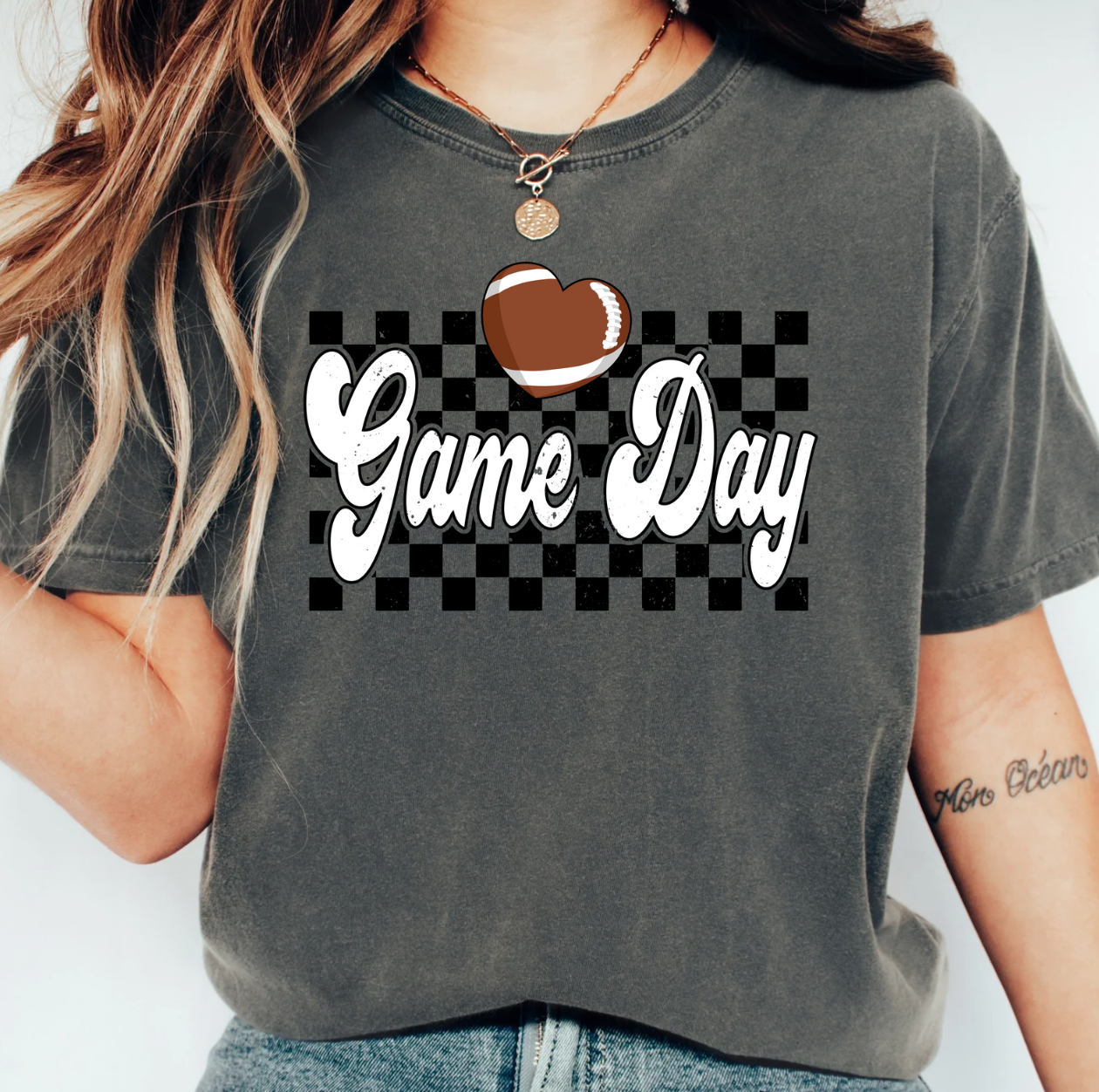 Checkered Game Day Football Graphic Tee