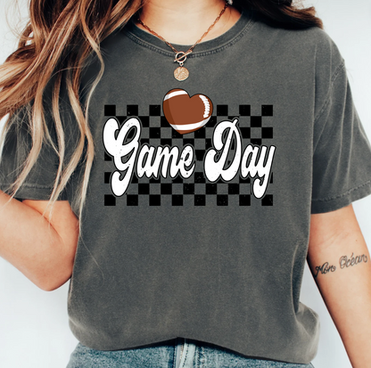 Checkered Game Day Football Graphic Tee