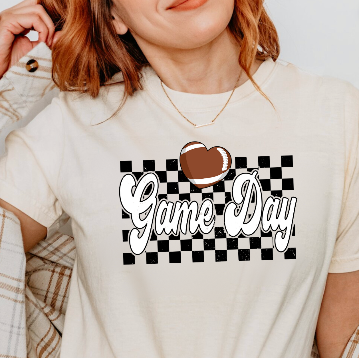 Checkered Game Day Football Graphic Tee