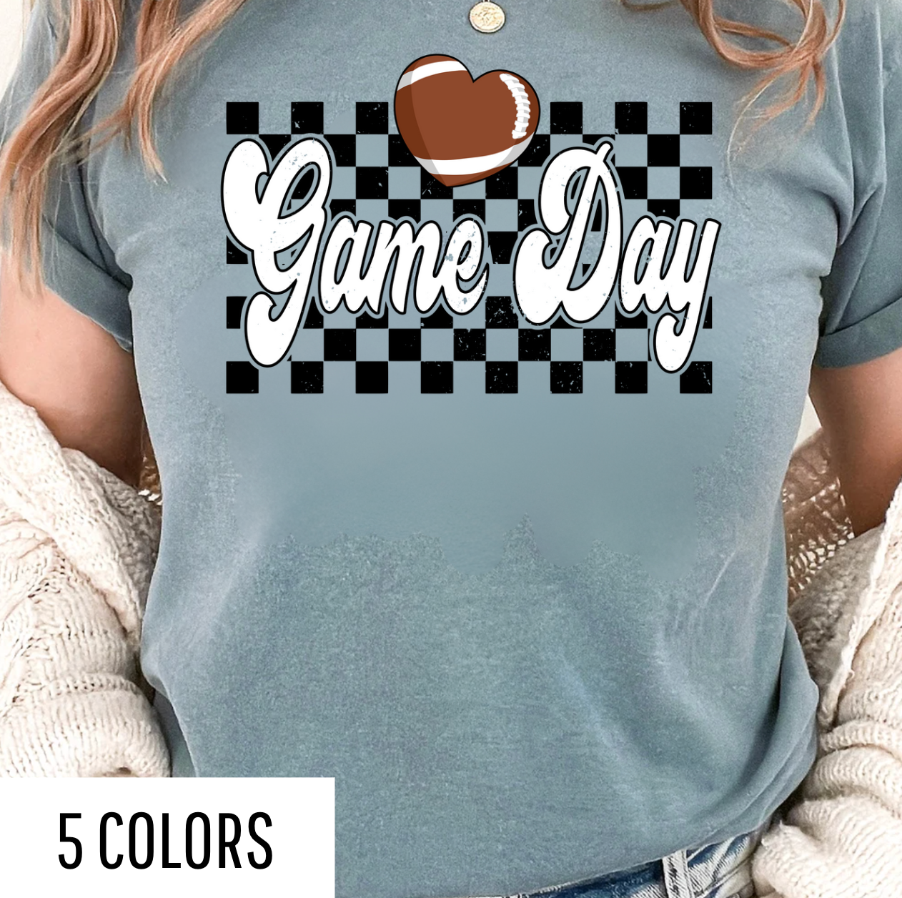 Checkered Game Day Football Graphic Tee