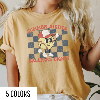 Summer Nights Retro Softball Graphic Tee