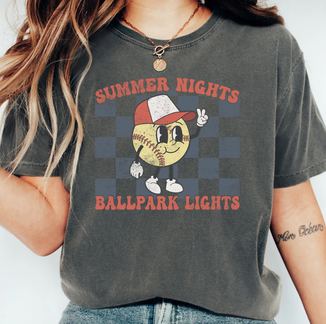 Summer Nights Retro Softball Graphic Tee