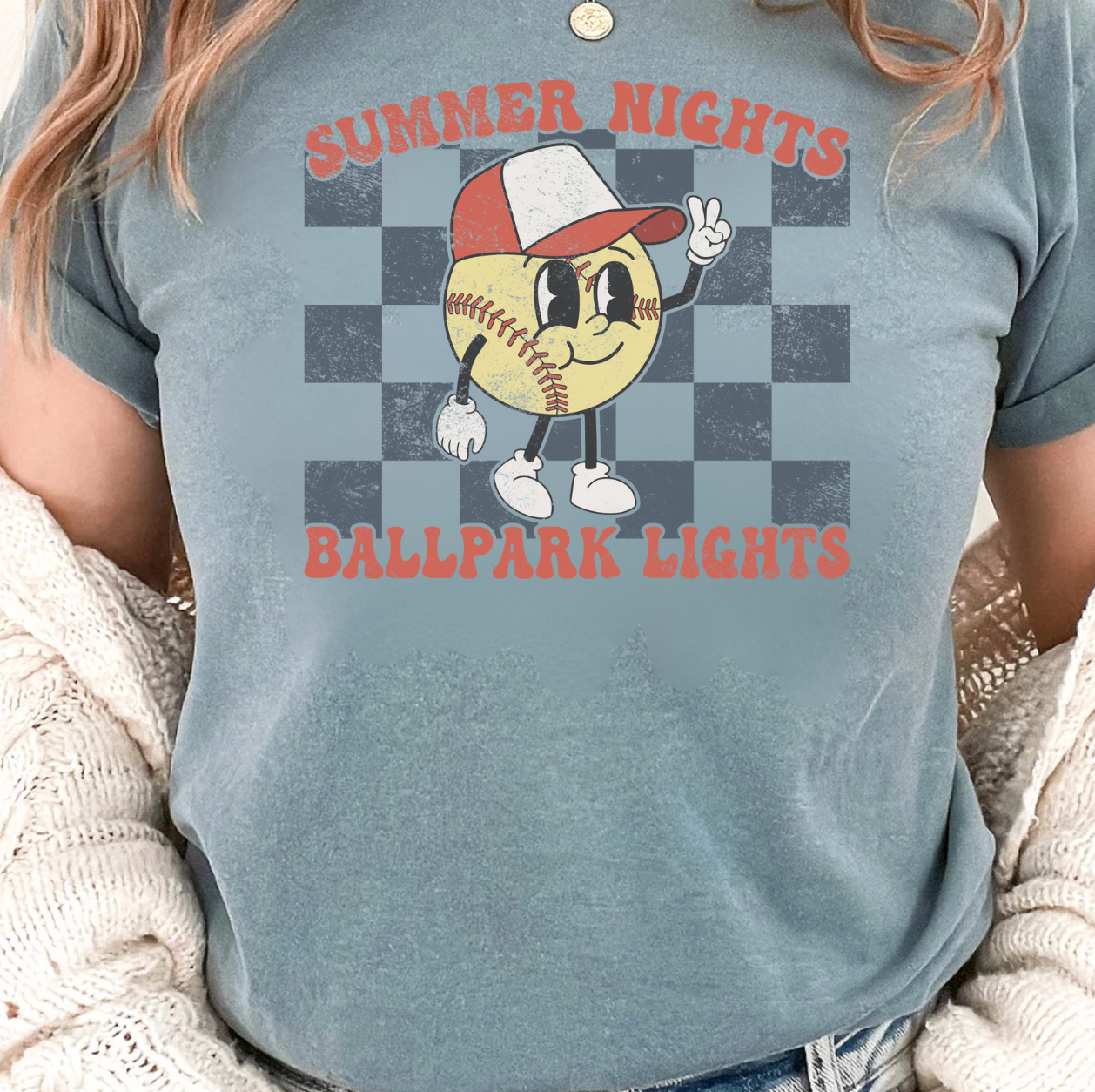 Summer Nights Retro Softball Graphic Tee