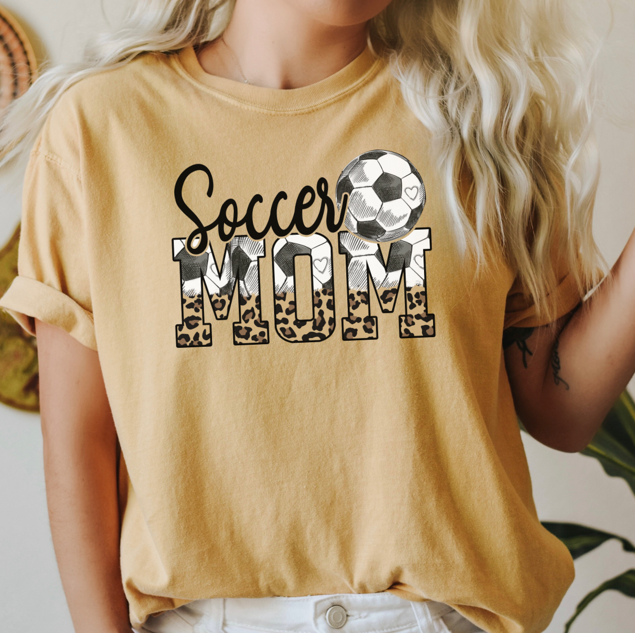 Cheetah Varsity Soccer Mom Graphic Tee