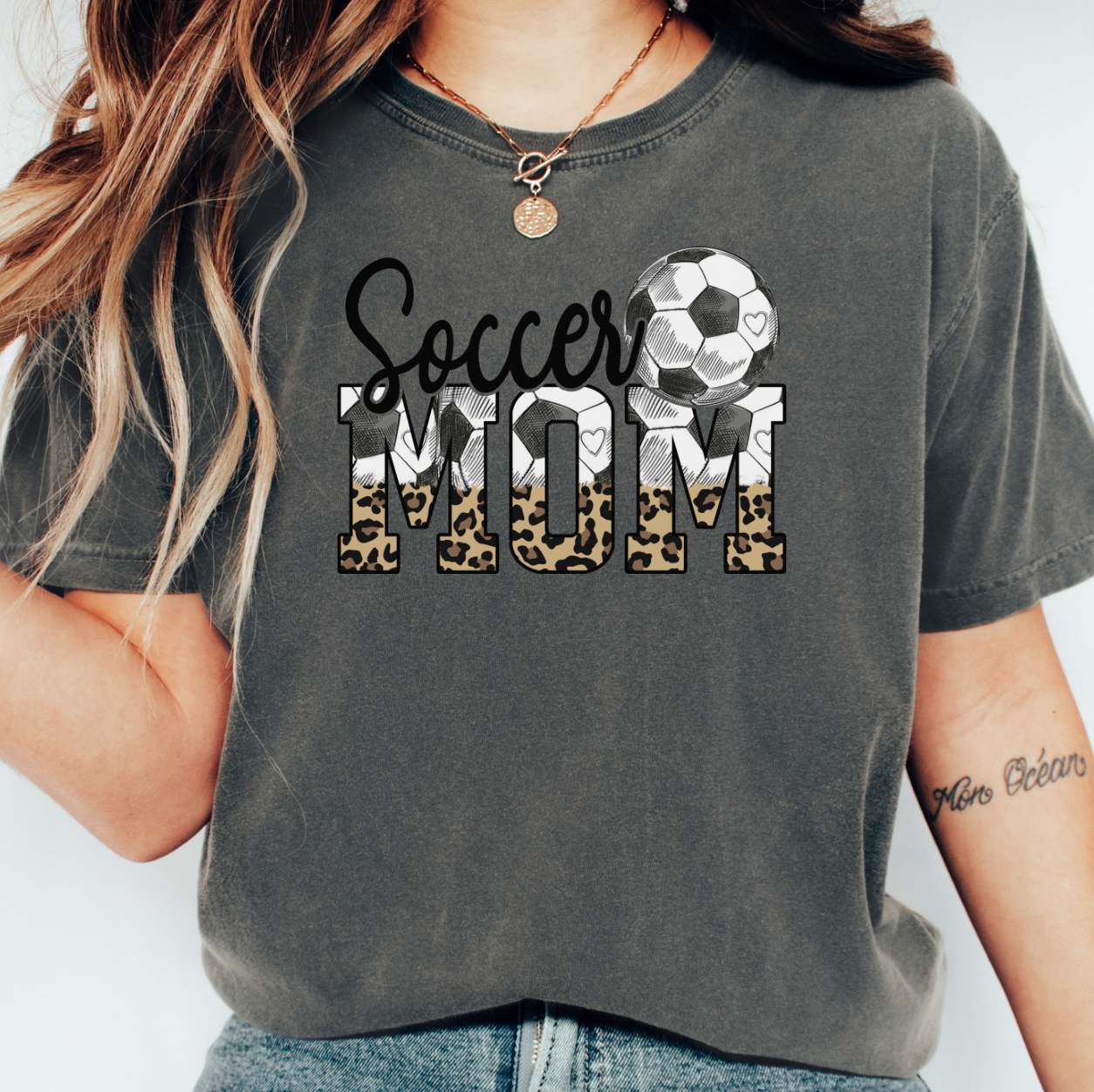 Cheetah Varsity Soccer Mom Graphic Tee