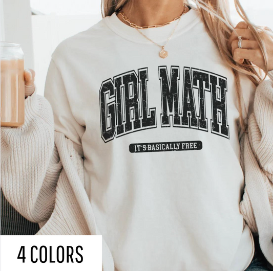 Girl Math Distressed Varsity Tee