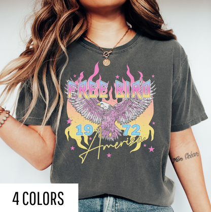 Free Bird Distressed Neon Tee