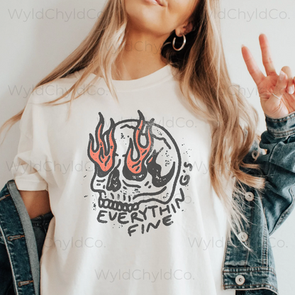 Everything's Fine Distressed Graphic Tee