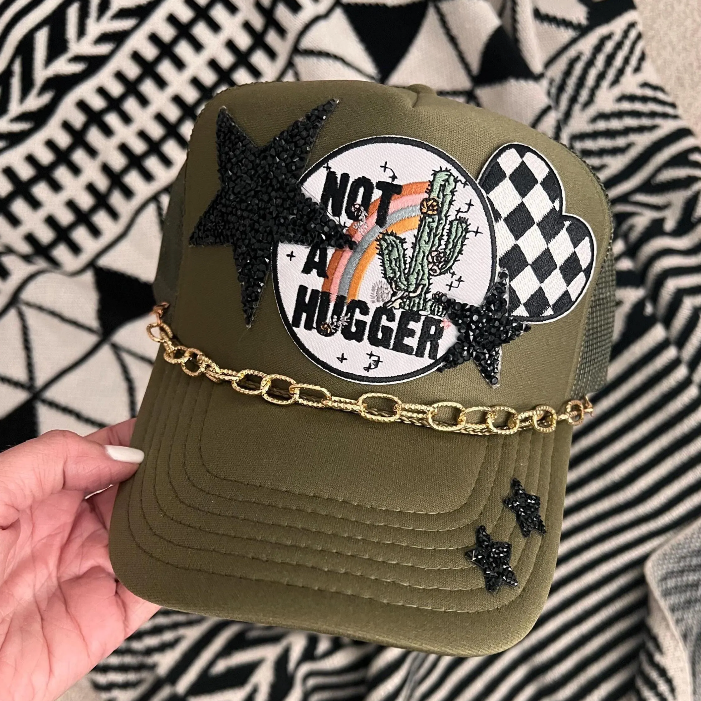 "Not a Hugger" Embroidered Patch Hat