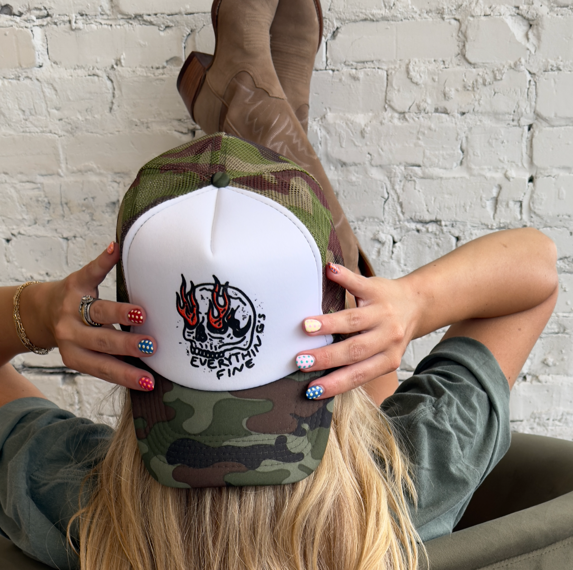 Everything's Fine Camo Trucker