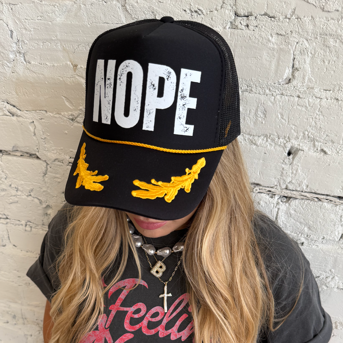 "NOPE" Captain's Embroidered Trucker