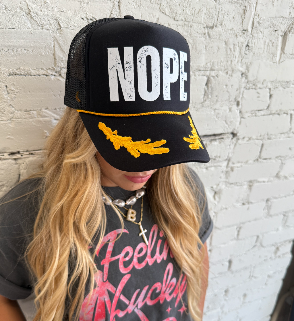 "NOPE" Captain's Embroidered Trucker