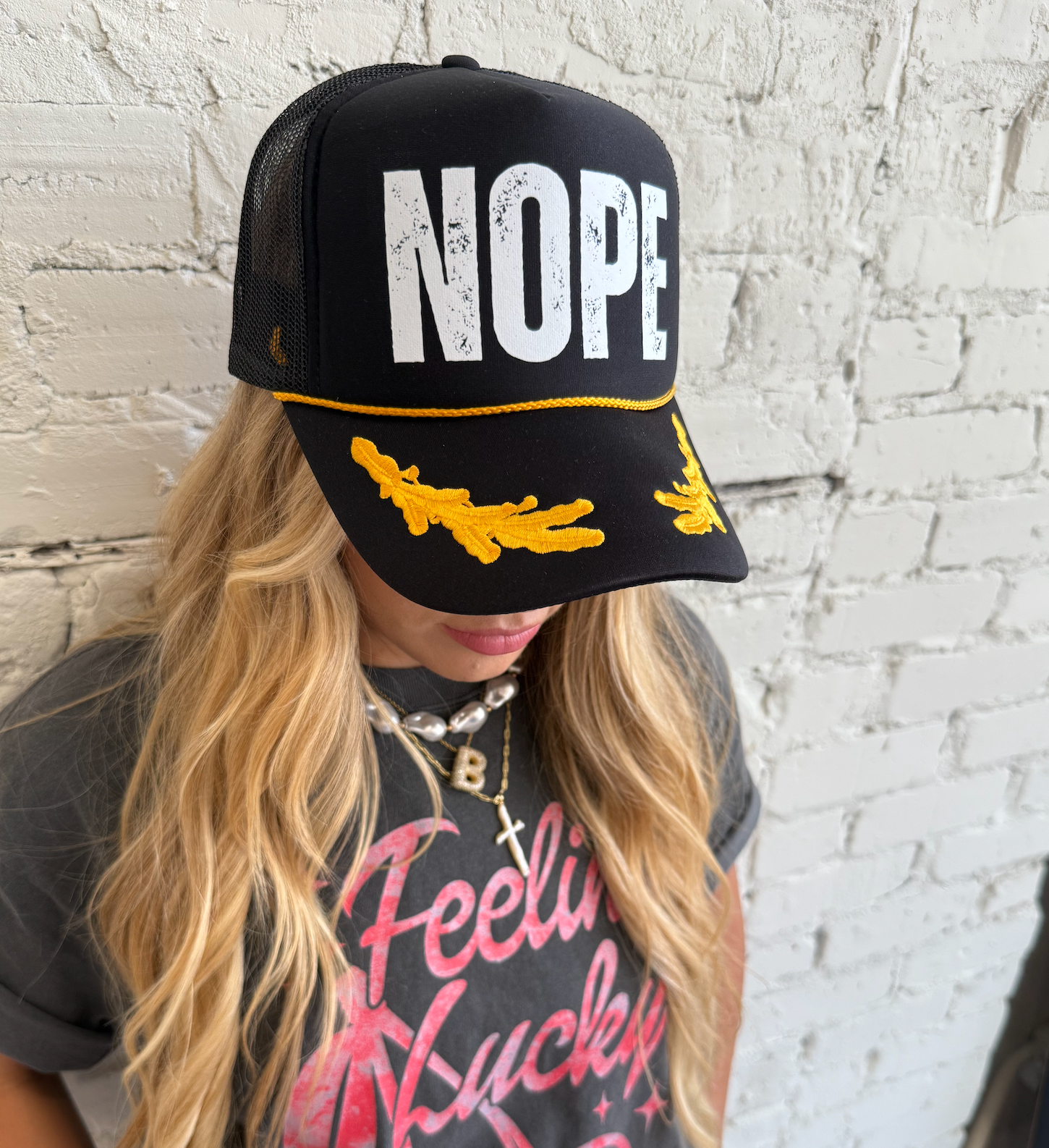 "NOPE" Captain's Embroidered Trucker