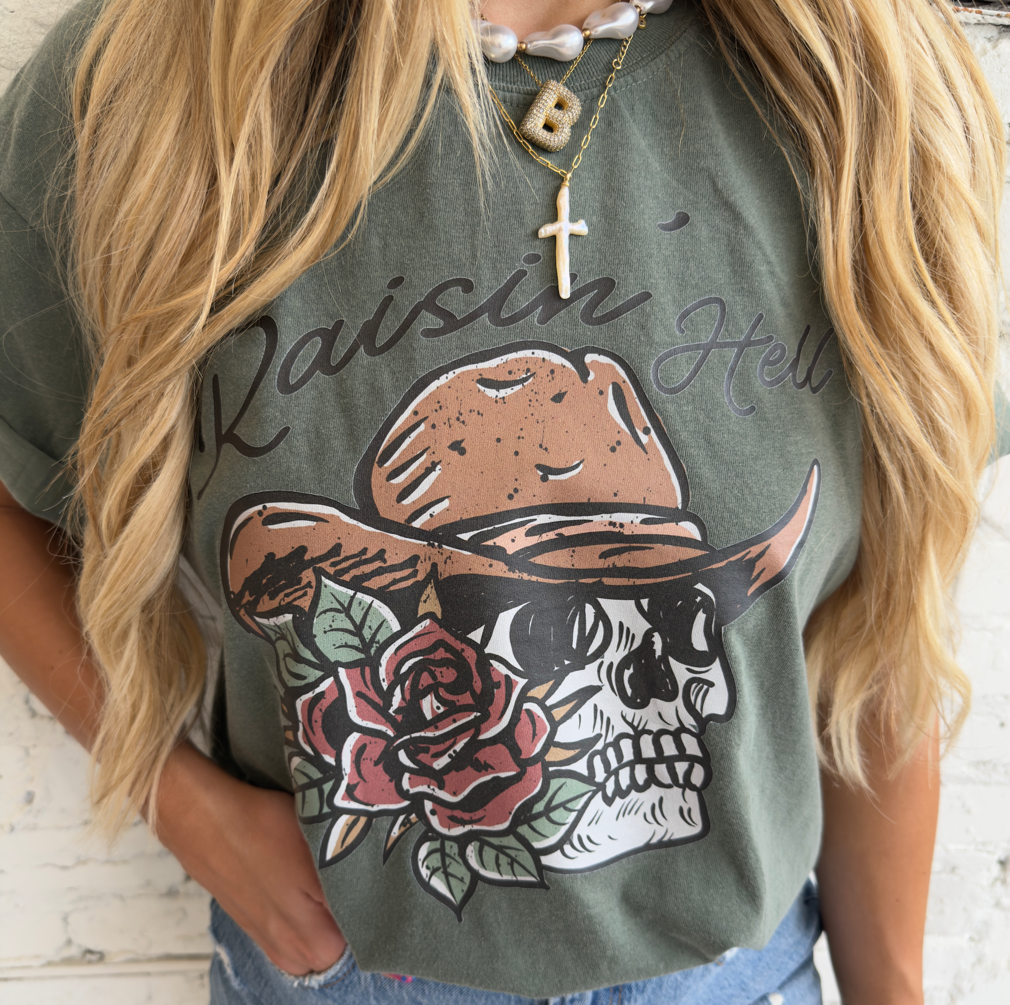 Raisin' Hell Cowboy Skull Tee