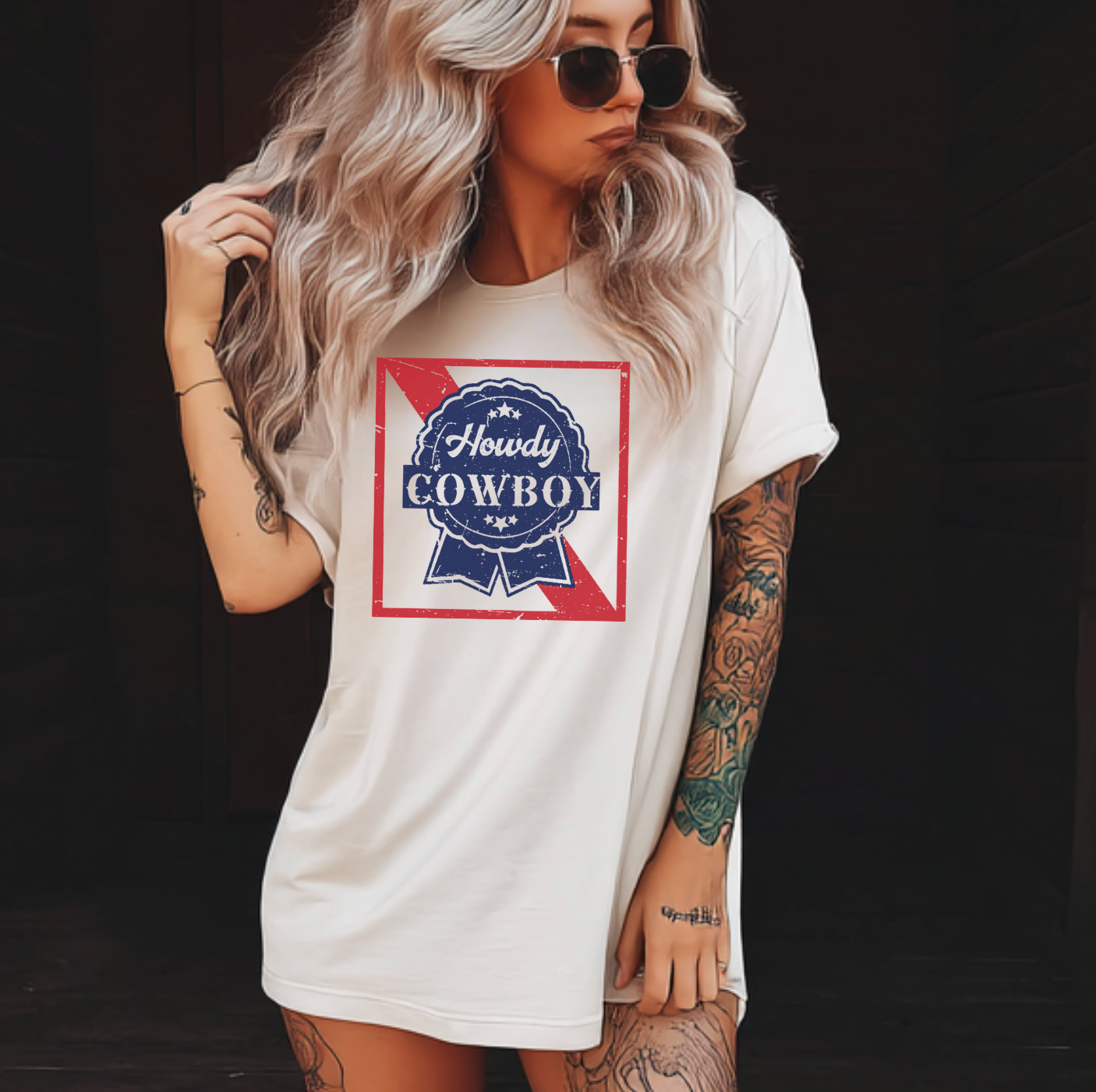 Howdy Cowboy Vintage Beer Label Tee