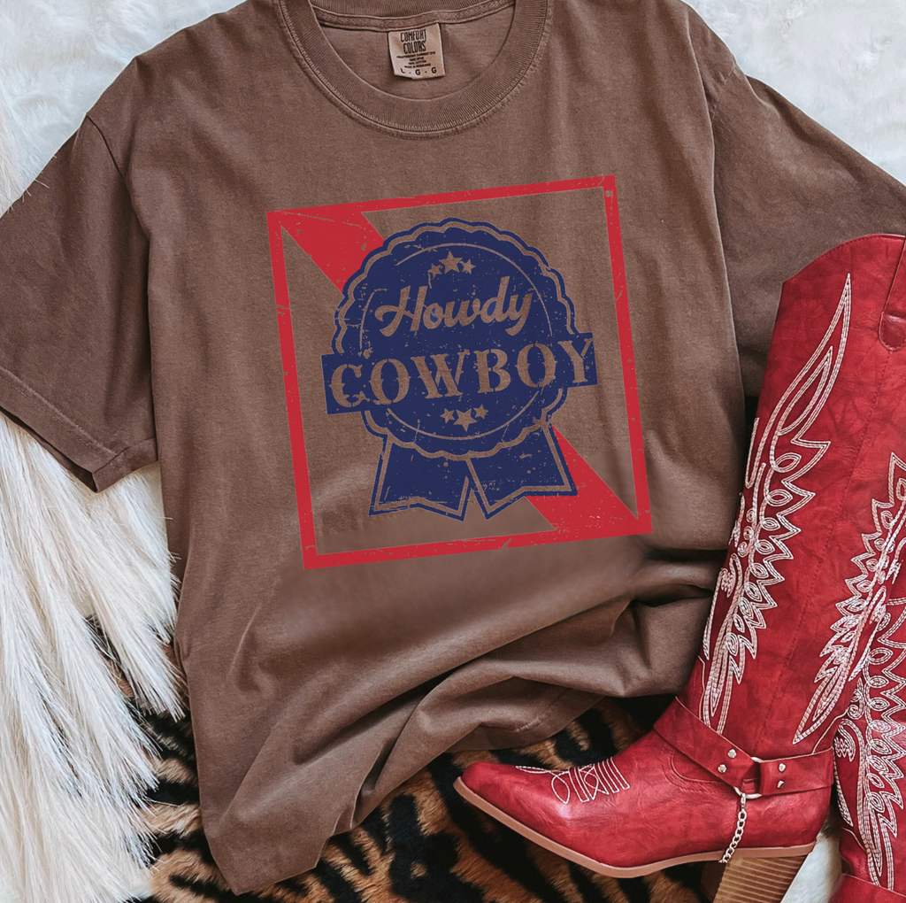 Howdy Cowboy Vintage Beer Label Tee