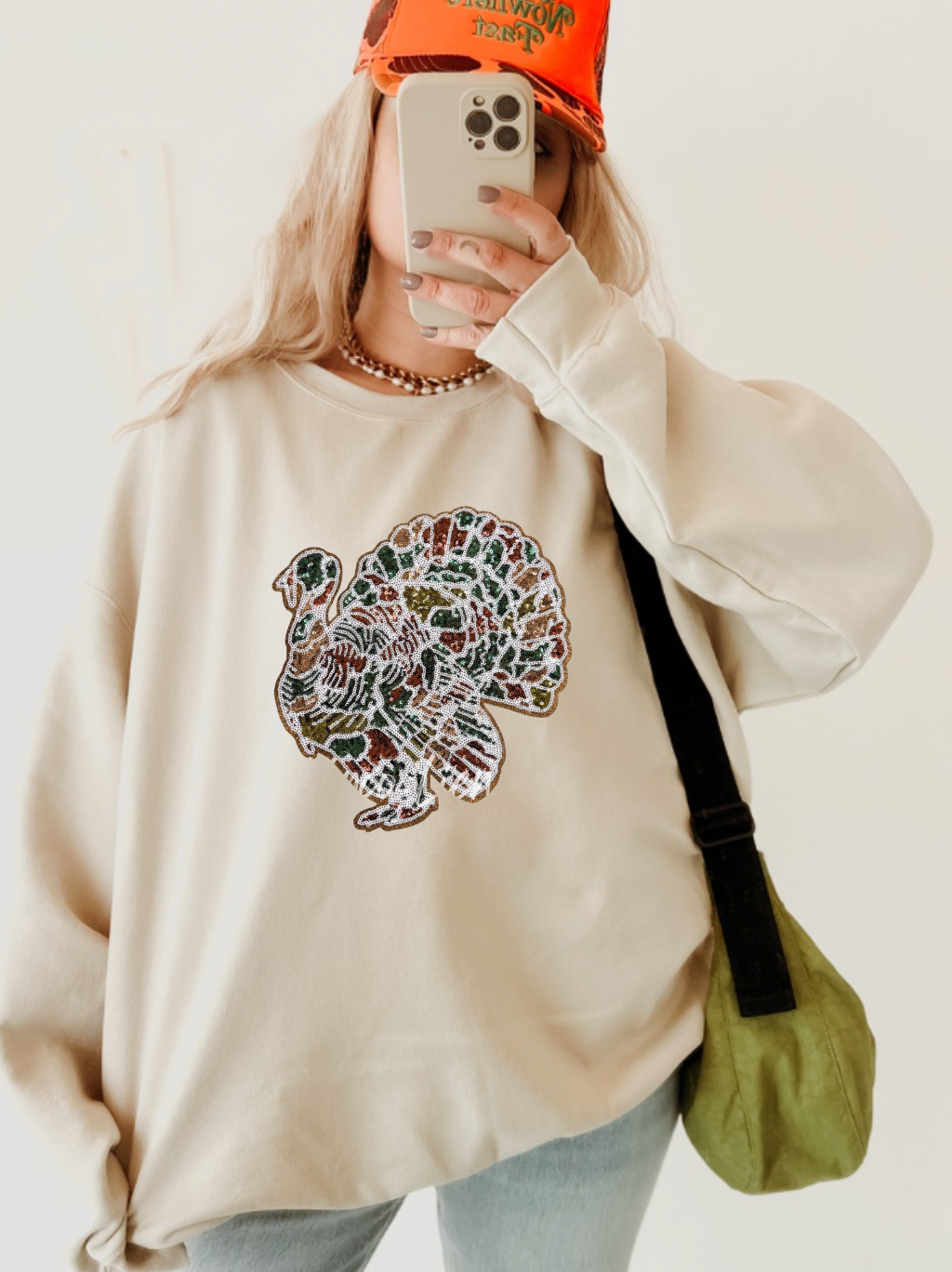 Sequin Camo Turkey Crew