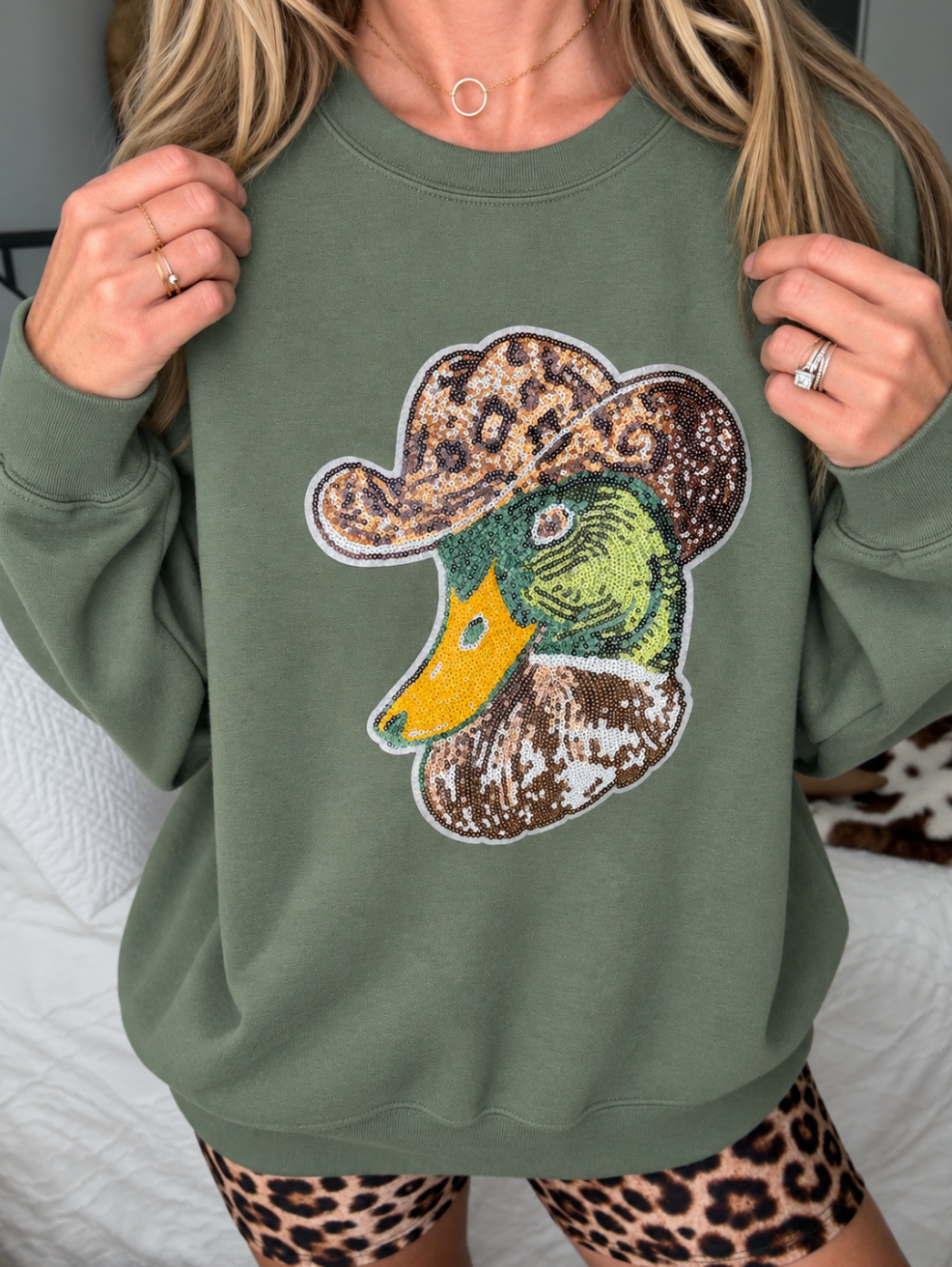 Sequin Cowboy Mallard Pullover