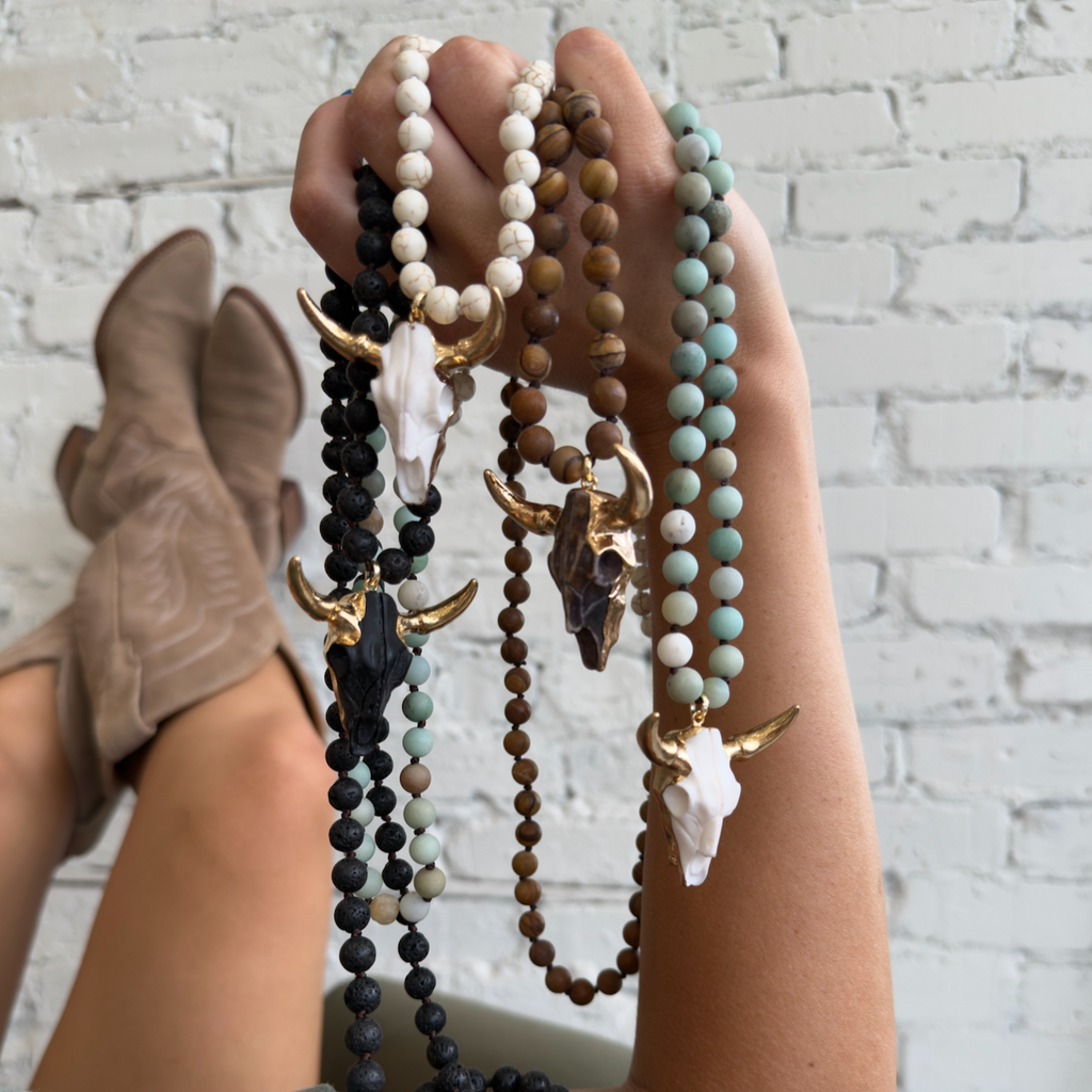 Boho Cow Skull Pendant Necklace