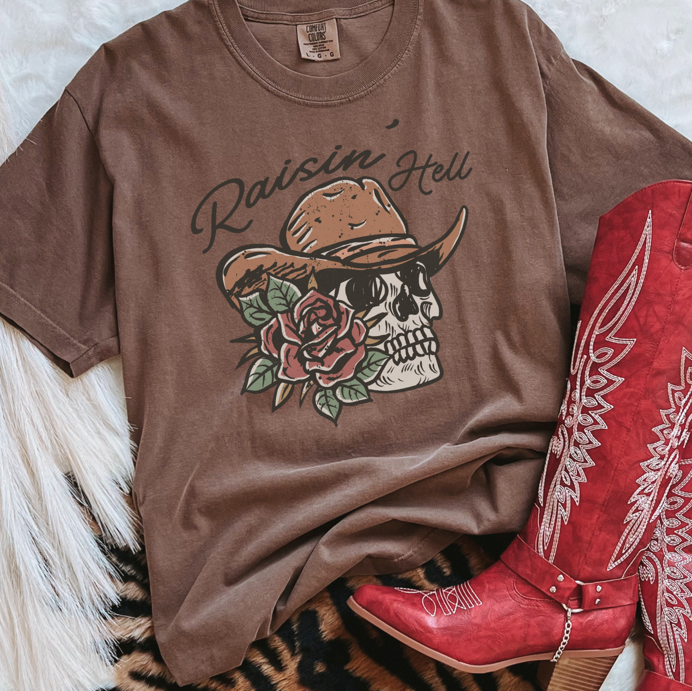 Raisin' Hell Cowboy Skull Tee