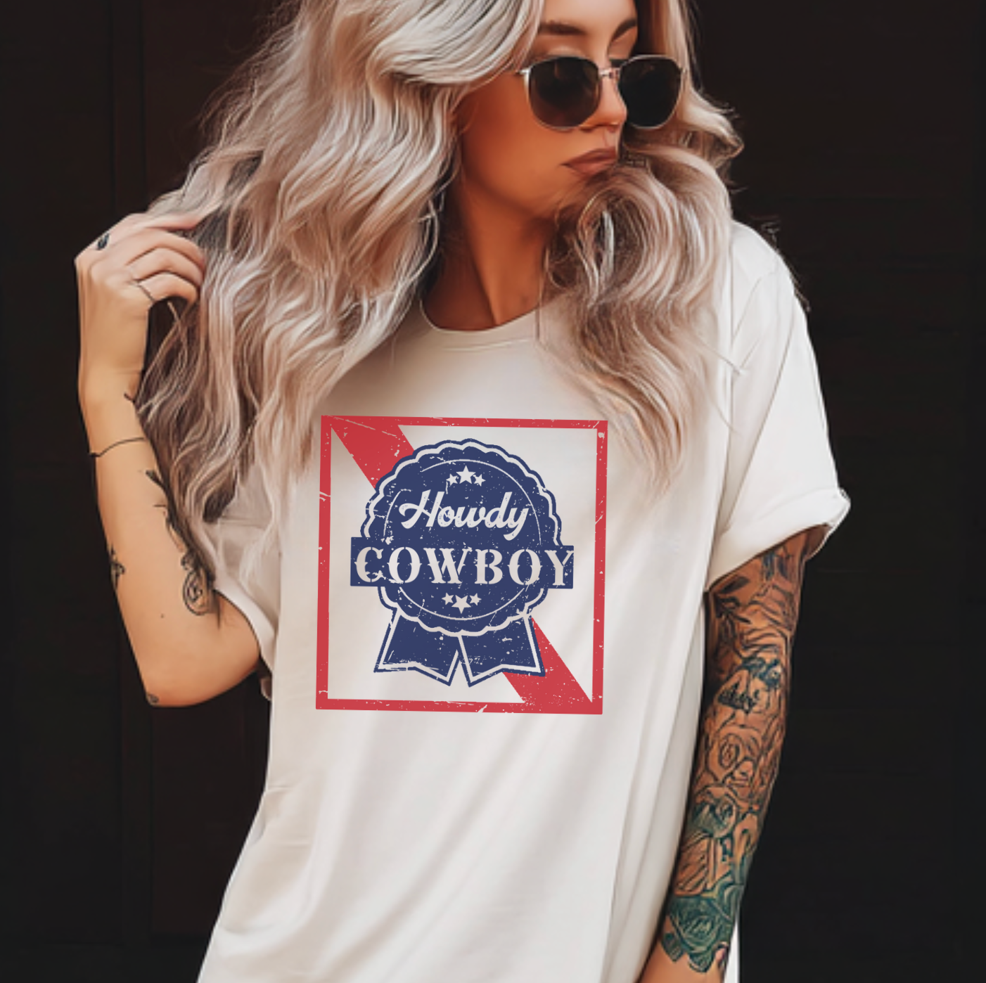 Howdy Cowboy Vintage Beer Label Tee