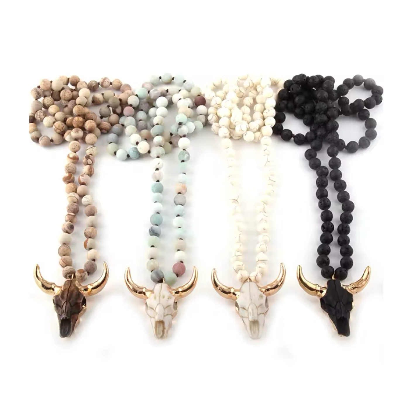 Boho Cow Skull Pendant Necklace