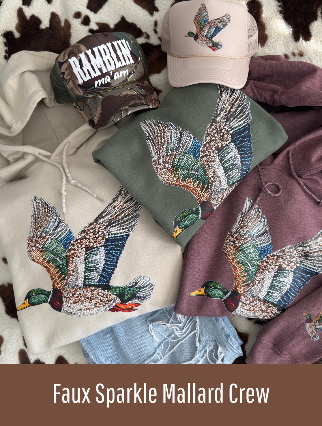 Faux Sparkle Mallard Duck Crew