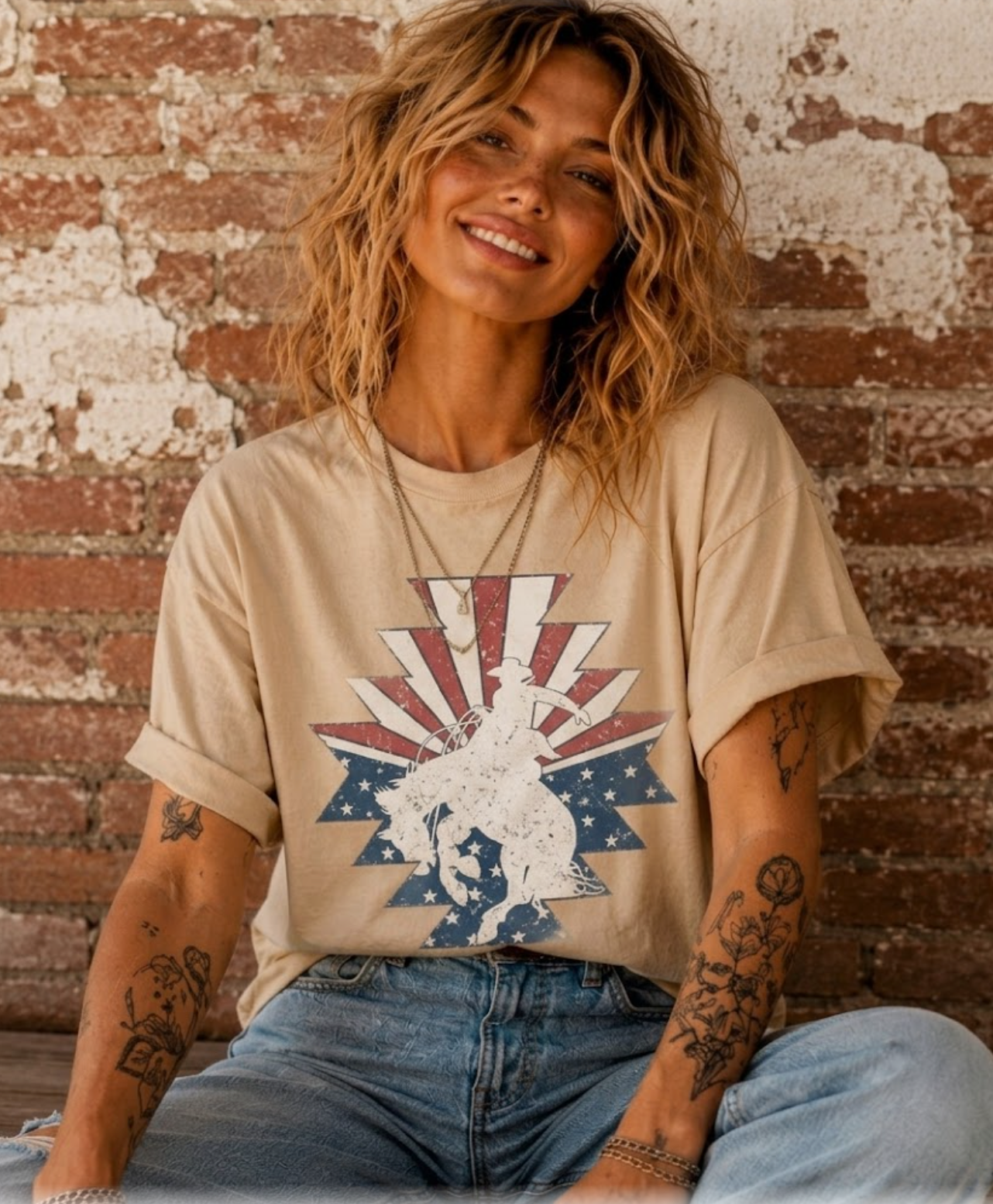 Red White & Bronco Tee