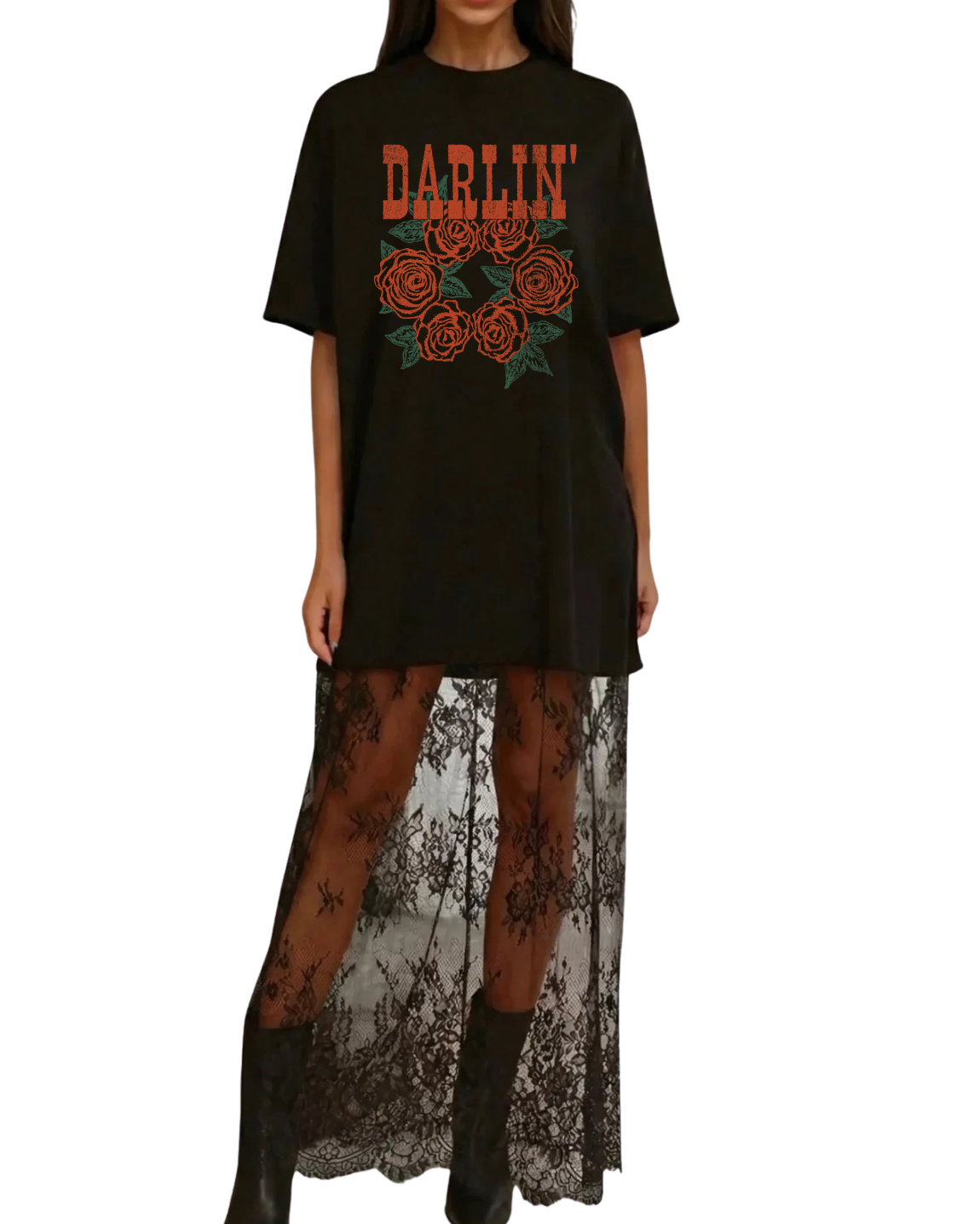 Sweet But Savage Lace Tee Dress