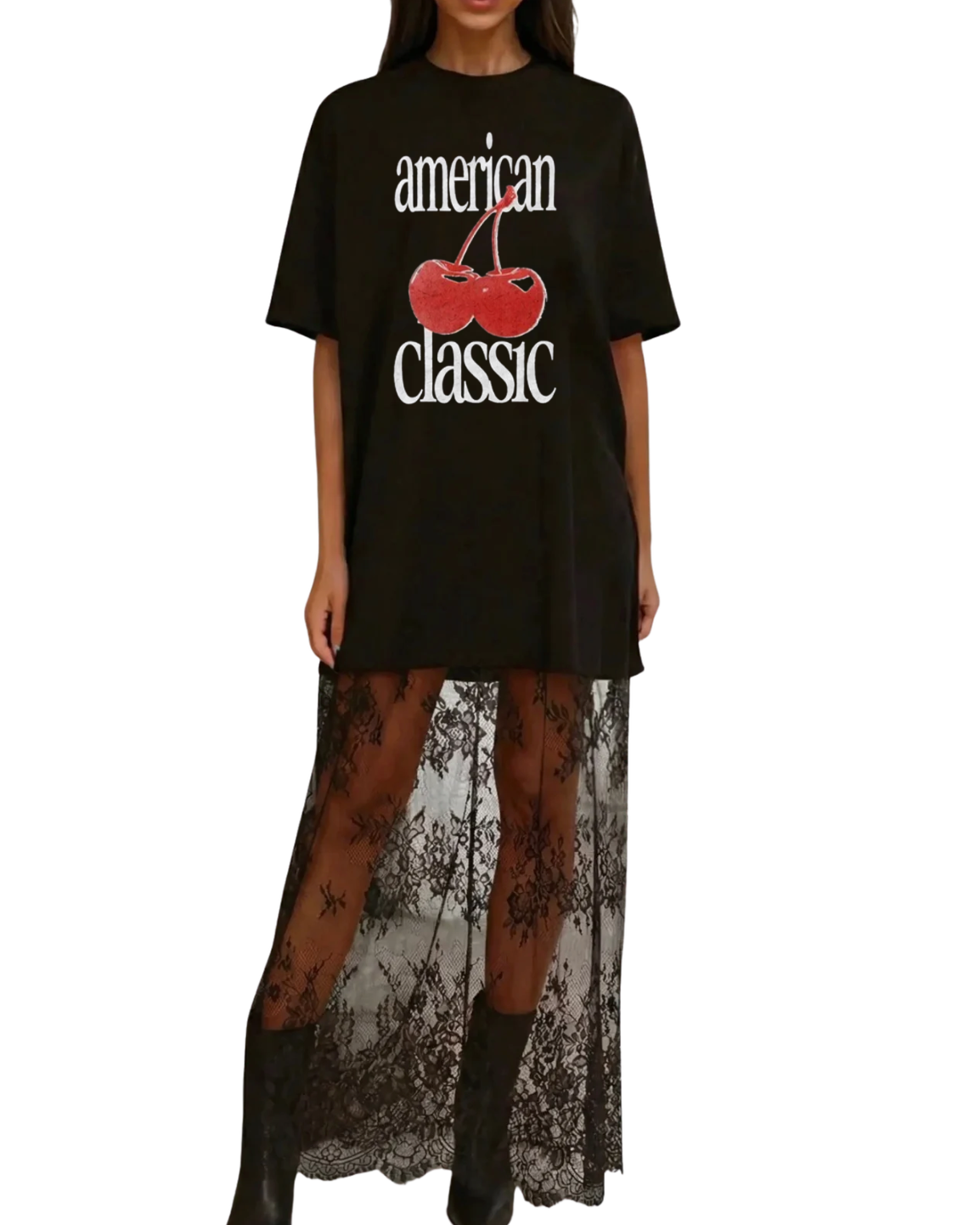 Sweet But Savage Lace Tee Dress