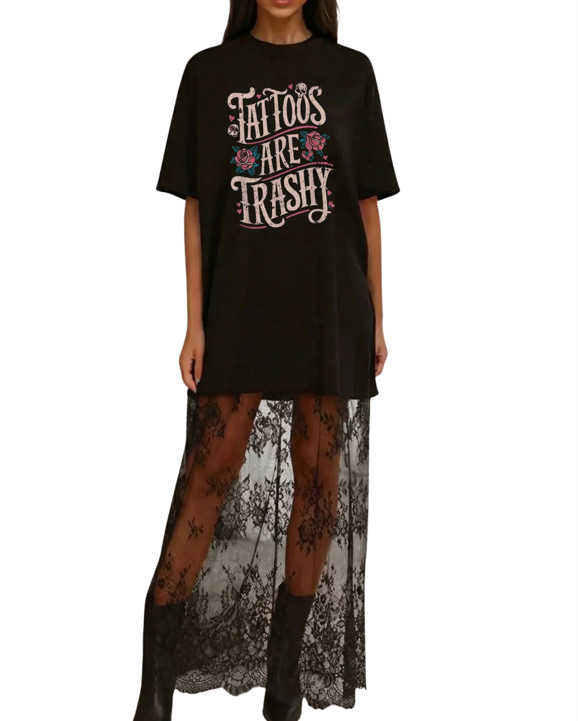 Sweet But Savage Lace Tee Dress