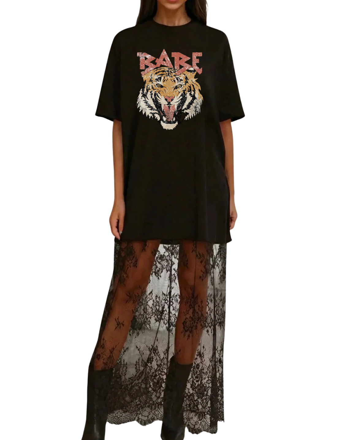Sweet But Savage Lace Tee Dress